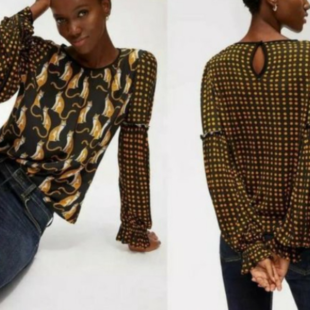 Blank  London Anthropologie Cheeta Print Brienz Blouse.